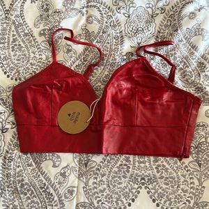 Red Leather Bralette